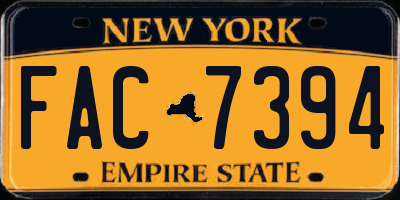NY license plate FAC7394