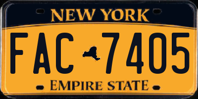 NY license plate FAC7405