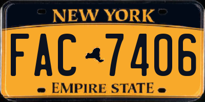 NY license plate FAC7406