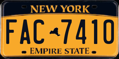 NY license plate FAC7410