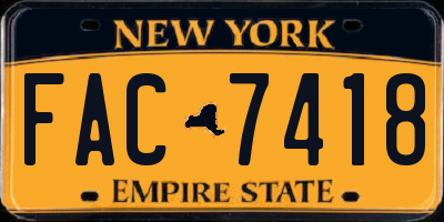 NY license plate FAC7418