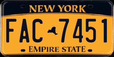 NY license plate FAC7451