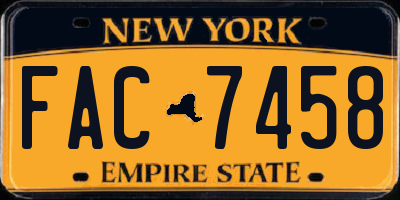 NY license plate FAC7458