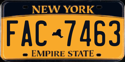NY license plate FAC7463
