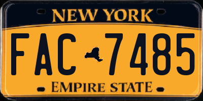 NY license plate FAC7485