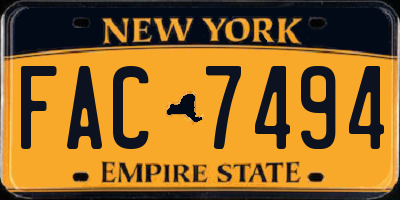 NY license plate FAC7494