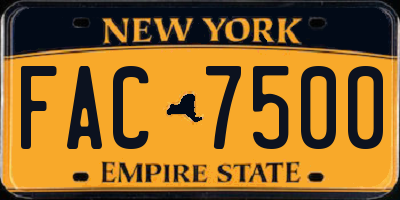 NY license plate FAC7500