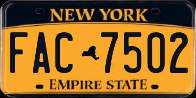 NY license plate FAC7502