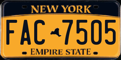 NY license plate FAC7505