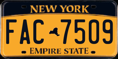 NY license plate FAC7509