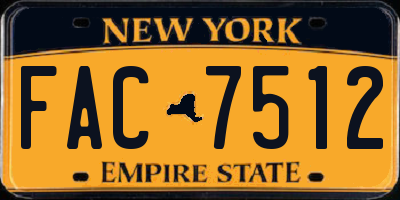 NY license plate FAC7512