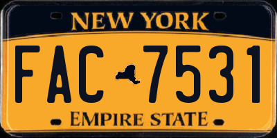 NY license plate FAC7531