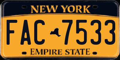 NY license plate FAC7533