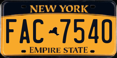 NY license plate FAC7540