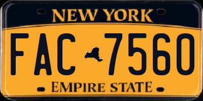 NY license plate FAC7560