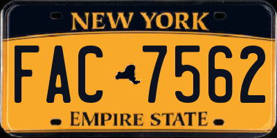 NY license plate FAC7562