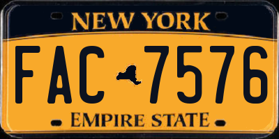 NY license plate FAC7576