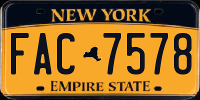 NY license plate FAC7578