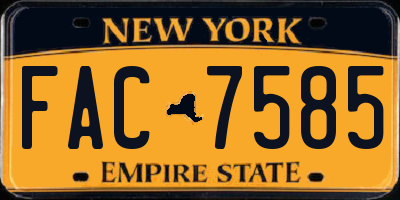 NY license plate FAC7585