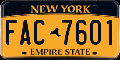 NY license plate FAC7601