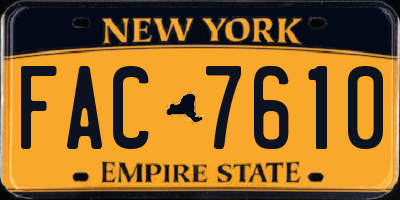 NY license plate FAC7610