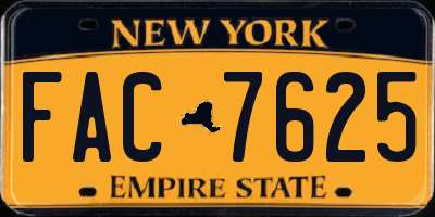 NY license plate FAC7625