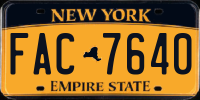NY license plate FAC7640