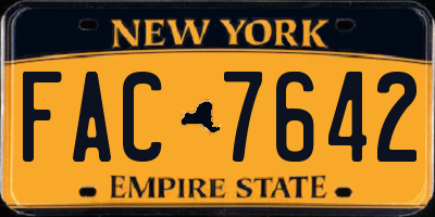 NY license plate FAC7642