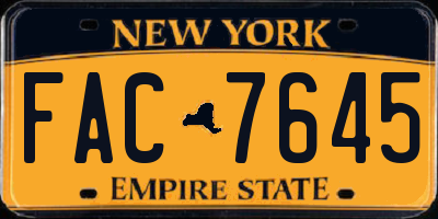 NY license plate FAC7645