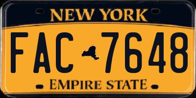 NY license plate FAC7648