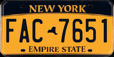 NY license plate FAC7651