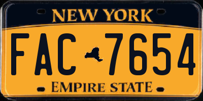NY license plate FAC7654