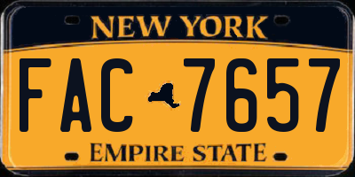 NY license plate FAC7657