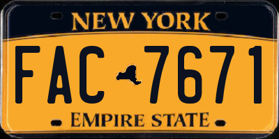 NY license plate FAC7671