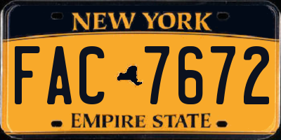 NY license plate FAC7672