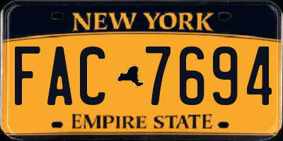 NY license plate FAC7694