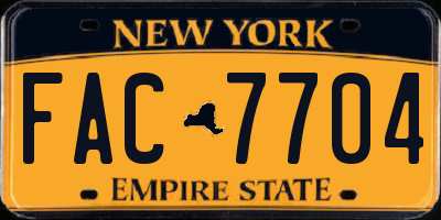 NY license plate FAC7704
