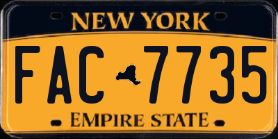 NY license plate FAC7735