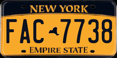 NY license plate FAC7738