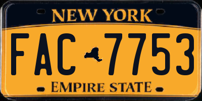 NY license plate FAC7753
