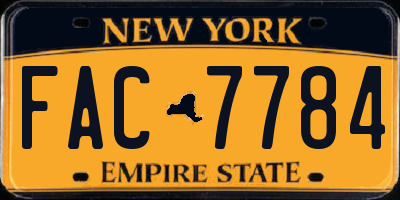 NY license plate FAC7784