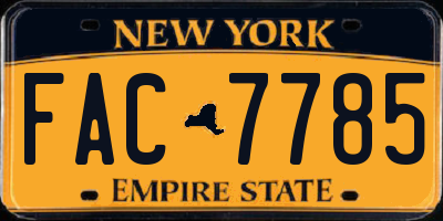 NY license plate FAC7785