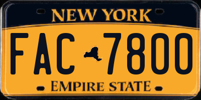 NY license plate FAC7800