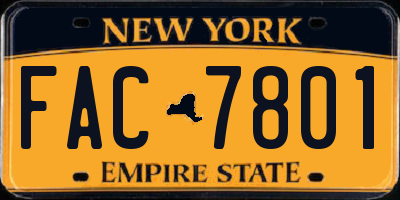NY license plate FAC7801