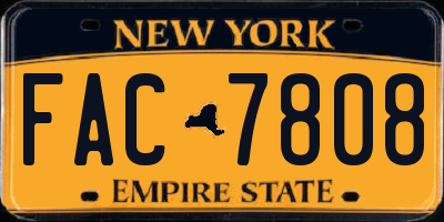 NY license plate FAC7808
