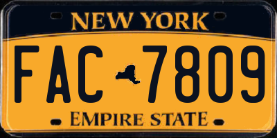 NY license plate FAC7809