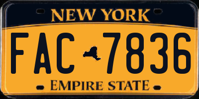 NY license plate FAC7836