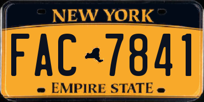 NY license plate FAC7841