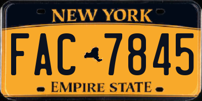 NY license plate FAC7845