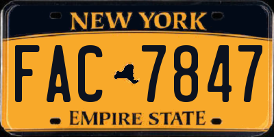 NY license plate FAC7847